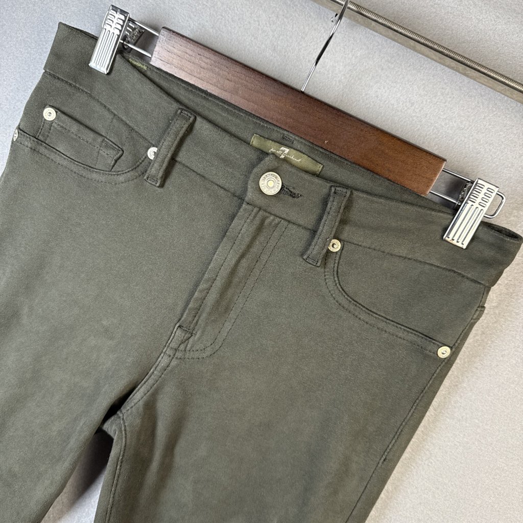 7 For All Mankind Jeans Womens 28 X 27 Green Ankle Mid Rise Stretch Poly Preppy